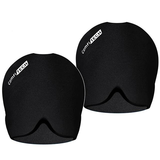 ComfiTECH Migraine Ice Head Wrap, Headache Relief Hat for Migraine Cap for Tension Puffy Eyes Migraine Relief Cap for Sinus Headache and Stress Relief Cold Compress (Medium Pack of 2)