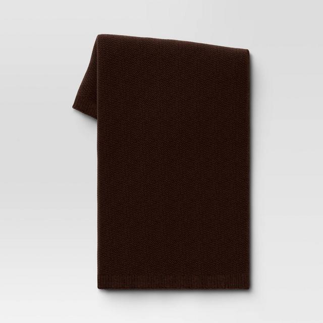 Solid Chenille Knit Throw Blanket Dark Brown - Threshold™