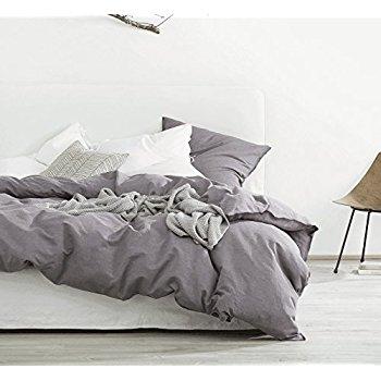 Washed Cotton Chambray Duvet Cover (King, Dusty Grape)