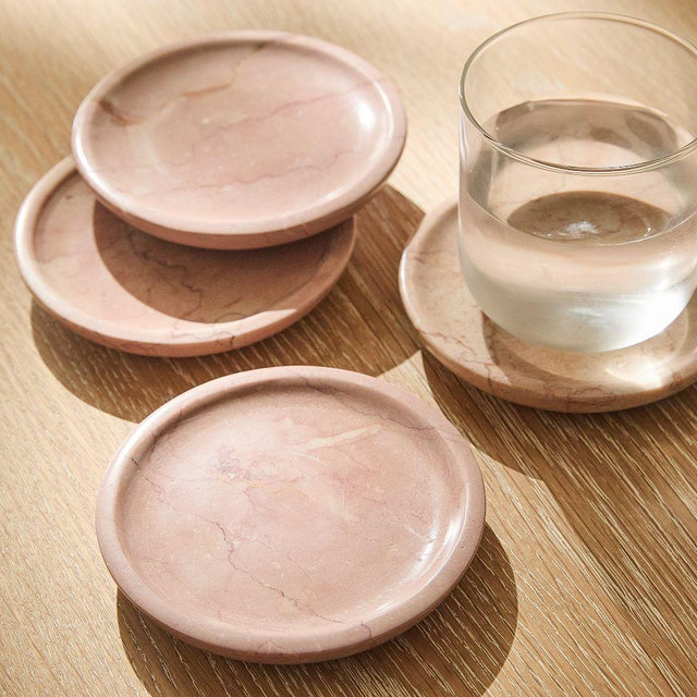 Marion Stone Coasters, Pink, Set of 4