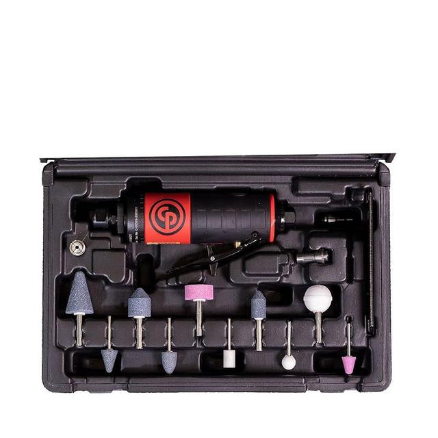 Chicago Pneumatic CP7411K Kit - Air Die Grinder Tool, Welder, Woodworking, Automotive Car Detailing, Stainless Steel Polisher, Heavy Duty, Straight, 1/4 Inch (6 mm), 0.56 HP / 420 W - 22000 RPM