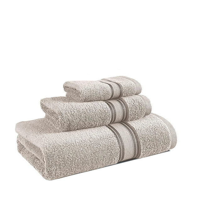 Luxury Bath Towels Set - 3 Piece Set, 100% Cotton Bathroom Towels, Zero Twist, Quick Dry Shower Towels, Extra Aborbent Bath Towel, Super Soft, 1 Bath Towel, 1 Hand Towel, 1 Wash Cloth - Platinum