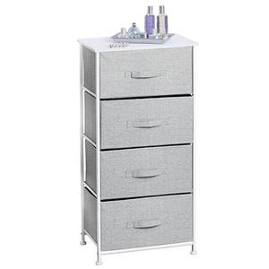 MetroDecor mDesign Fabric 4-Drawer Storage Organizer Dresser for Clothing, Sweaters, Jeans, Blankets - Gray