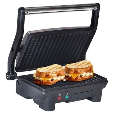 Elite Cuisine 3-in-1 Panini Press & Grill in Black and Stainless Steel