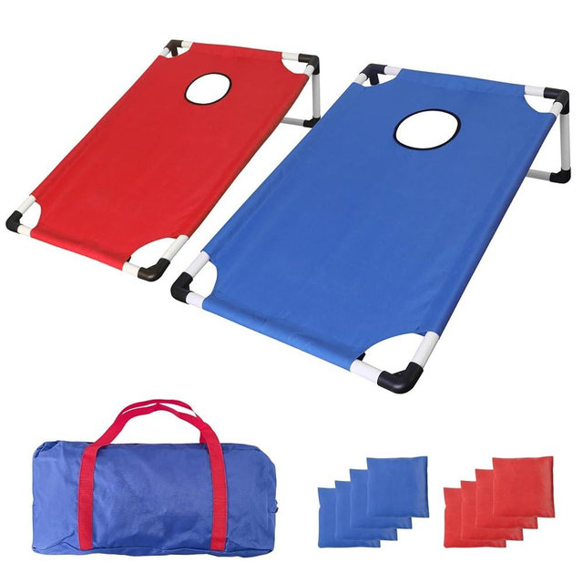 Portable Cornhole Set with 2 Collapsible Cornhole Game Boards, 8 Bean Bags and Carrying Case, Camping Games Outdoor Yard Toss Games for Adults Family (3 x 2-feet)