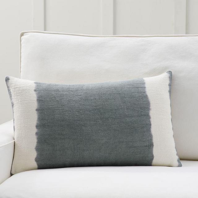 Hand Dip Dyed Lumbar Pillow Cover, 16 x 26", Steel Blue