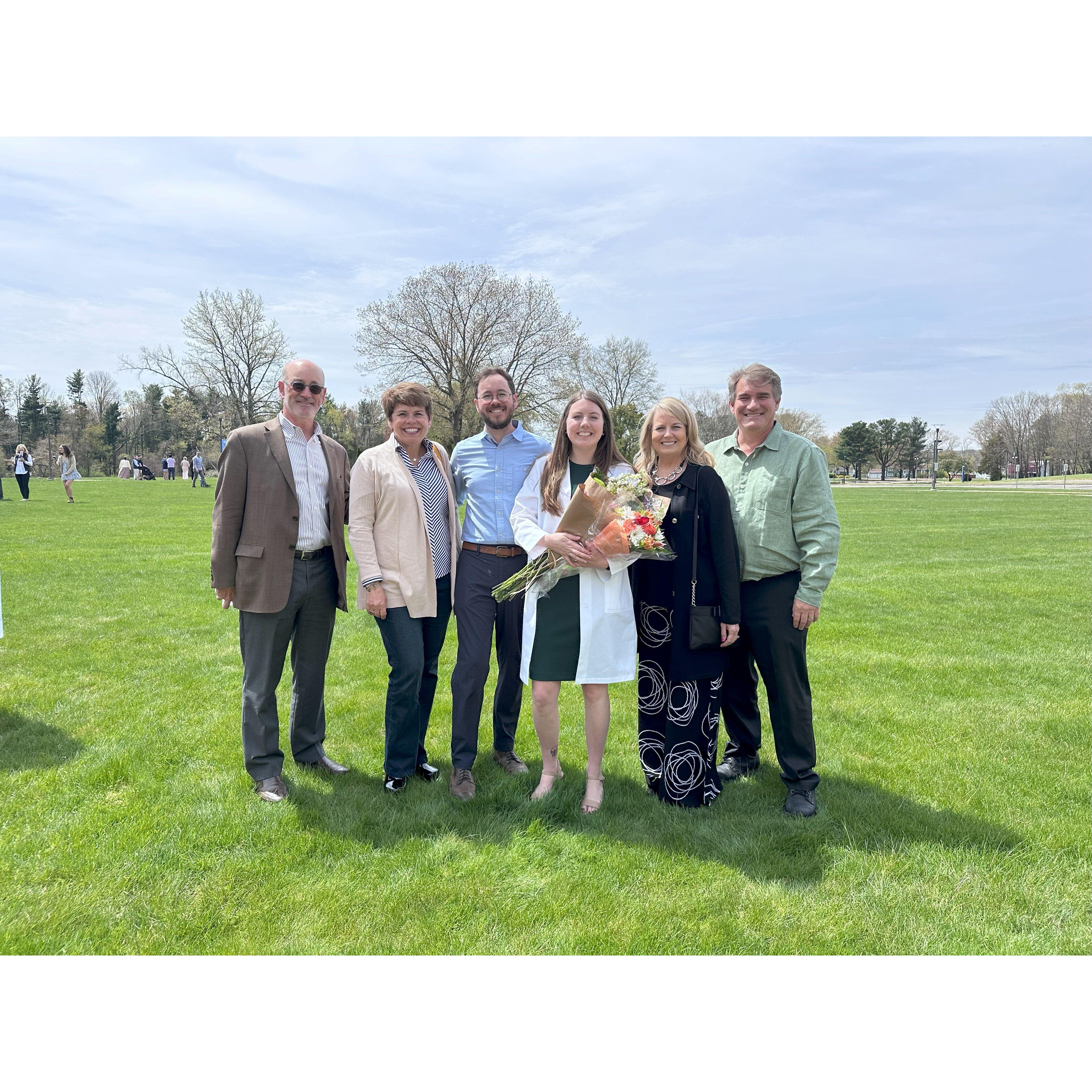 Callie's white coat ceremony with Callie's and Marc's families!