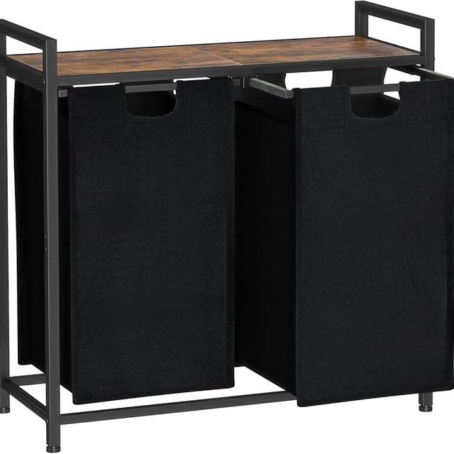 Laundry Hamper, Laundry Basket, Laundry Sorter with 2 Pull-Out and Removable Bags, 2 x 28 Gallons (104L), 28.7 x 13.4 x 28.3 Inches, Dirty Clothes Hamper Organizer with adjustable feet, wheels
