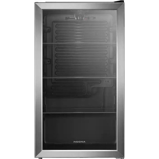 Insignia™ - 115 Can Beverage Cooler with Glass Shelves - Stainless Steel Look