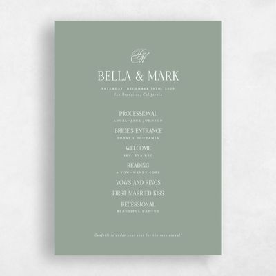 Sage, Green Wedding Program - Kennedy