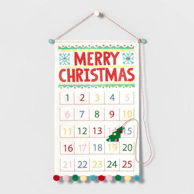 Fabric 'Merry Christmas' Hanging Advent Calendar with Poms - Wondershop™