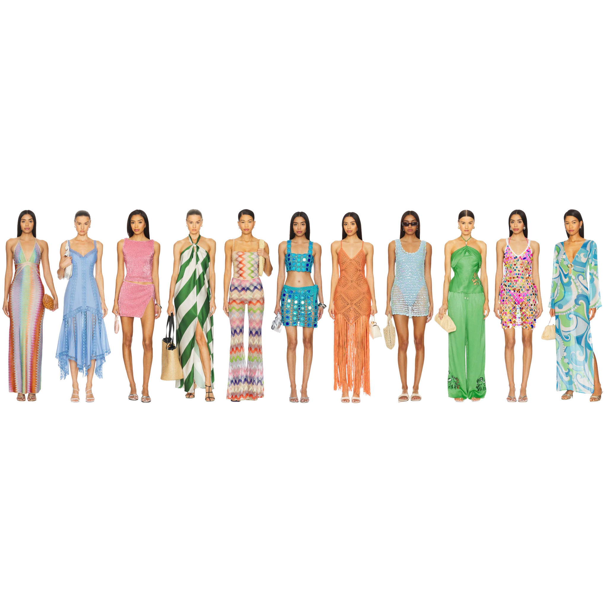 Pool Party Attire Examples – Ladies. 
Color, pattern, and sequins encouraged! Swimsuits, sundresses and/or coverups recommended. Wear what you're comfortable in!
