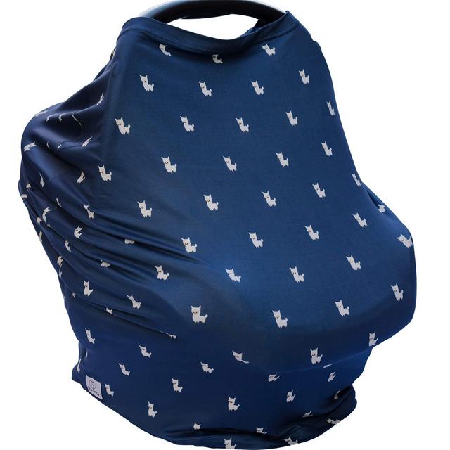 Alpy Baby Car Seat and Nursing Cover for Breastfeeding - Navy with White Llamas