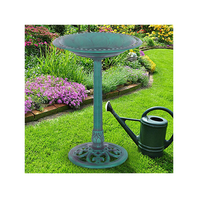 Costway Green Pedestal Bird Bath Feeder Freestanding Outdoor Garden Yard Patio Decor