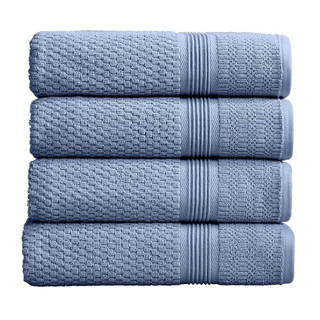 Market & Place 100% Cotton Waffle Textured Bath Towels Set of 4 | Super Soft Quick Dry Bath Towels | Decorative Towels for Bathroom | Zoey Collection (Country Blue)