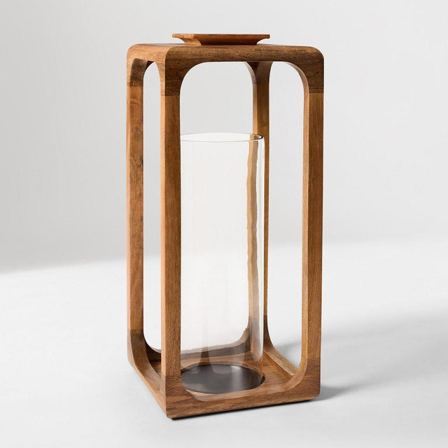 Mango Acacia Wood Lantern, 23 Inches