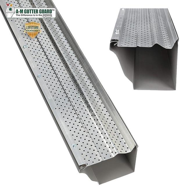 A-M Gutter Guard - Heavy Duty Lifetime Quality Aluminum Leaf & Debris Protection for 5-inch and 6-inch (6 Inch-200 Feet, Mill Finish) - Made in The USA
