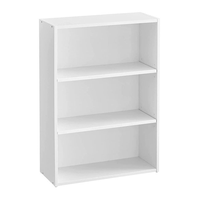 VASAGLE Bookshelf, 3-Tier Open Bookcase with Adjustable Storage Shelves, Floor Standing Unit, White ULBC163T14