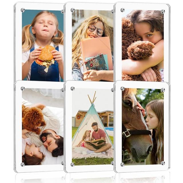 COIDEA Acrylic Fridge Magnetic Instax Frame, 6 Packs Polaroid Frame, 2.36x3.54 Inch Polaroid Magnet Frame for Refrigerator, Double Sided Mini Picture Frames