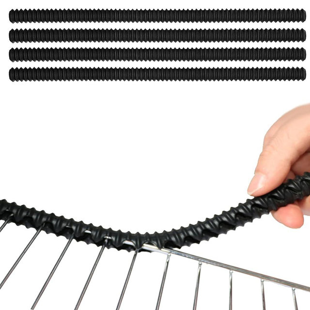 LeeYean Oven Guards for Racks - 4 Pack Heat Resistant Silicone Oven Rack Shields Cover 14 inches Long Oven Rack Edge Protector, Protect Against Burns and Scars (Black)