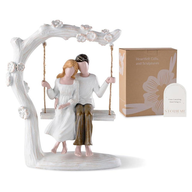 Storieme Wedding Gifts for Couple Anniversary - Romantic Couples Swing Figurine Sculpture - Unique Engagement Birthday Gift Ideas for Newlyweds Husband Wife Her Him