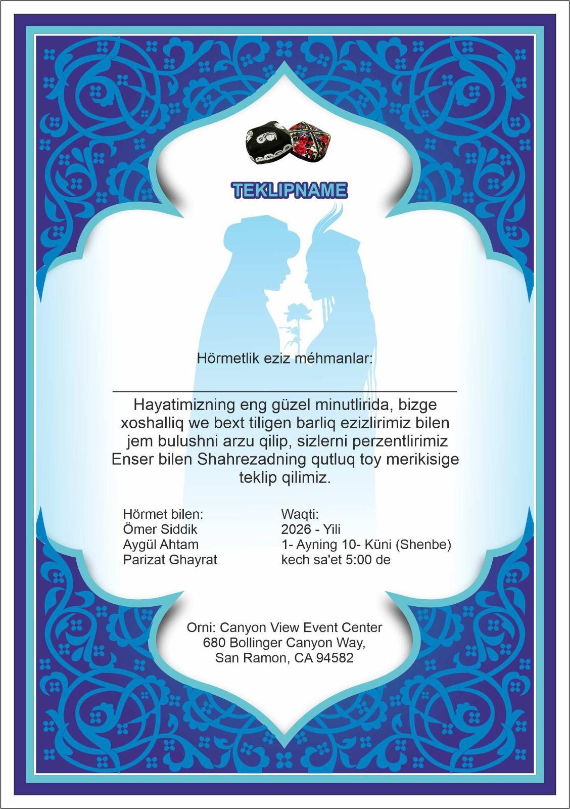 The Wedding Website of Shahrezad Ghayrat and Enser Omer