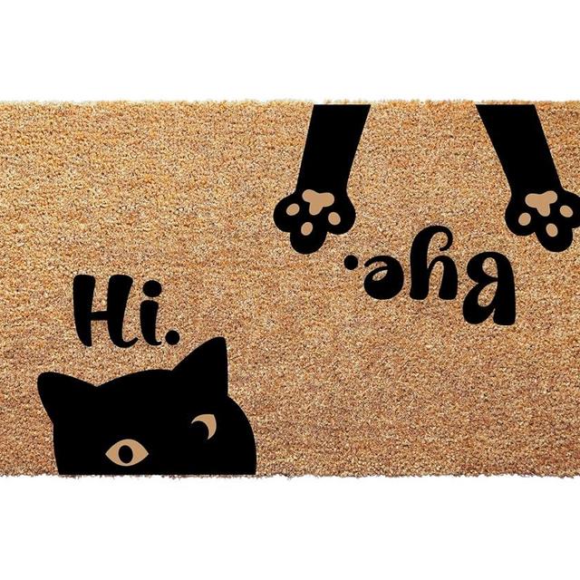 Hi Bye Cat Funny Doormat - Home Decoration, Gift Ideas, Pet-Friendly Mats, Wedding Gift, New Home Gift, Front Door, Modern Entryway Cat Owner Mat Pet Friendly Doormat Christmas Gift New Year Gift