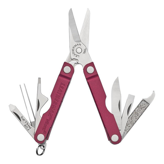LEATHERMAN, Micra, Keychain Multi-tool with Grooming Tools, Mini Pocketknife for Everyday Carry (EDC), Hobbies & Outdoors, Built in the USA, Black Cherry