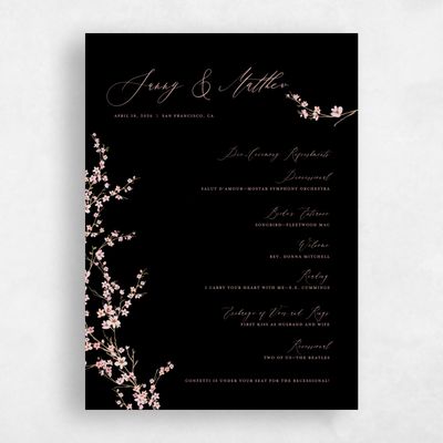 Black Wedding Program - Sakura