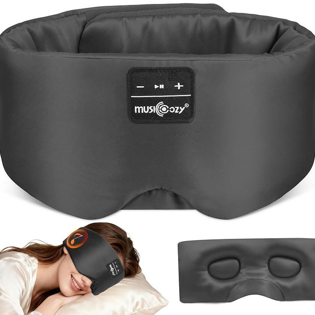 MUSICOZY 3D Silk Bluetooth Sleep Mask Headphones, Mulberry Silk Eye Mask with Ultra-Thin Wireless Speakers, Bluetooth 5.4 Sleeping Headphones for Side Sleepers, Music Sleep Mask Gifts for Men Women