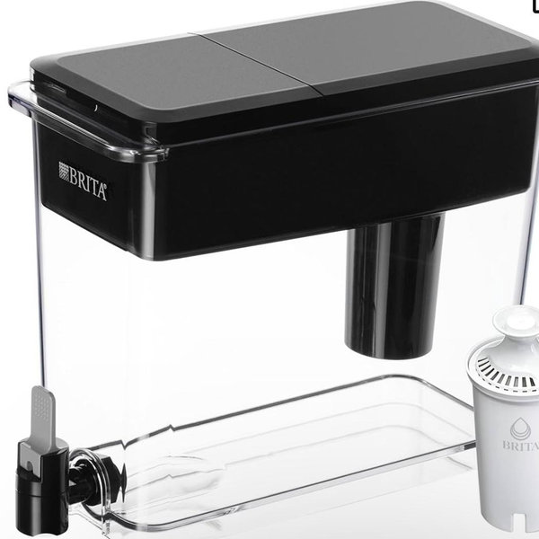 Brita XL Water Filter Dispenser for Tap and Drinking Water with 1 Standard Filter, Lasts 2 Months 27-Cup Capacity, BPA Free, Black