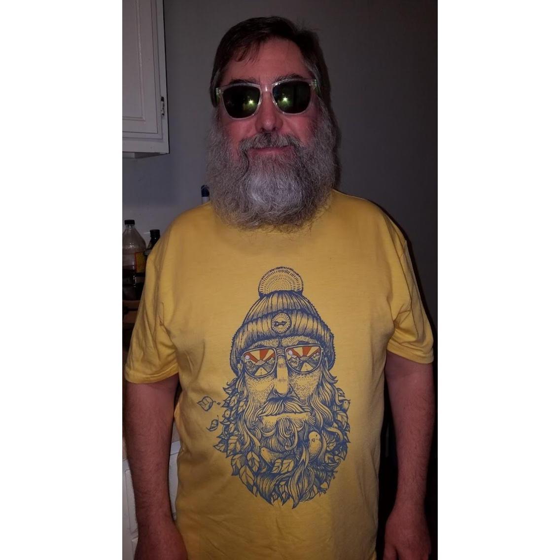 The bearded man wearing his "Bearded Man" shirt, a gift from the love of his life while away in Ashland, Oregon. He's just too sexy for this shirt.