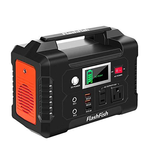 200W Portable Power Station, FlashFish 40800mAh Solar Generator with 110V AC Outlet/2 DC Ports/3 USB Ports, Battery Power Supply for CPAP Outdoor Adventure Load Trip Camping Emergency.