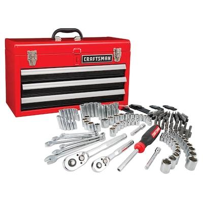 CRAFTSMAN 224-Piece Standard (SAE) and Metric Combination Polished Chrome Mechanics Tool Set (1/4-in; 3/8-in)