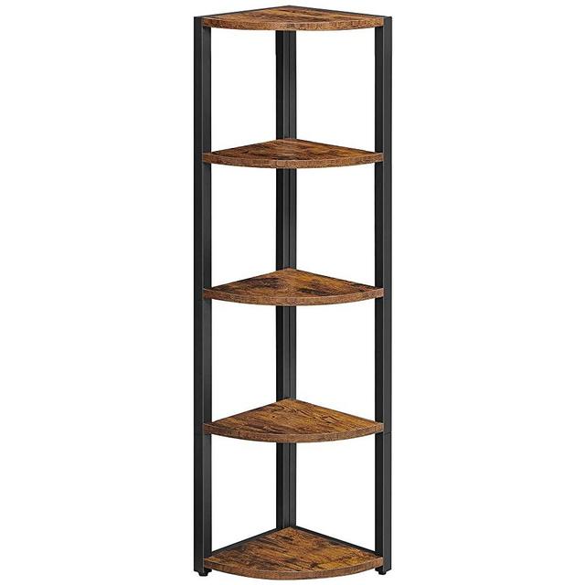 VASAGLE 5 Tier Corner Shelf, Corner Bookshelf Small Bookcase, Tall Corner Storage Shelves, Industrial Rack Plant Stand for Living Room, Bedroom, Home Office, Rustic Brown and Black ULLS801B01