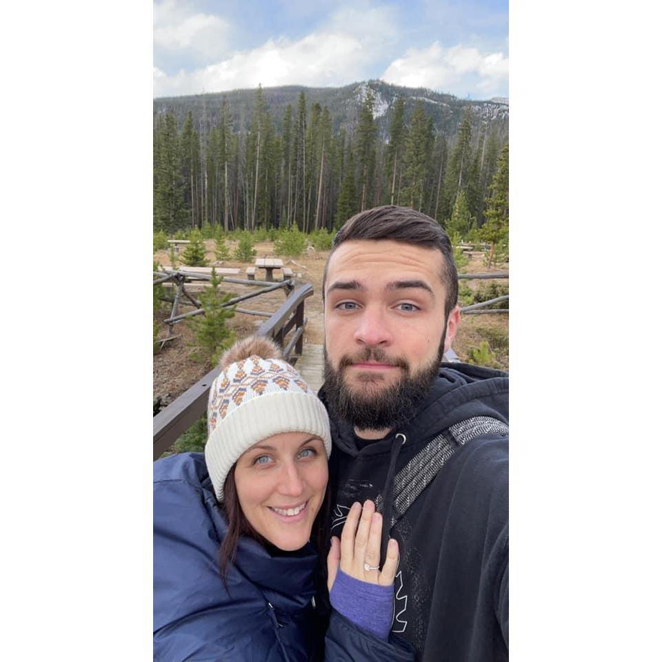 Right after we got engaged in the Rocky Mountains.