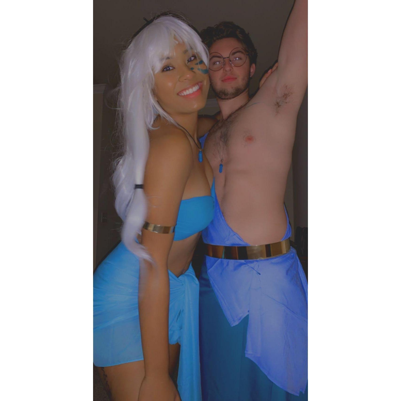 This photo was taken on Halloween. We were dressed up as princess Kida and Prince Milo from the movie Atlantis