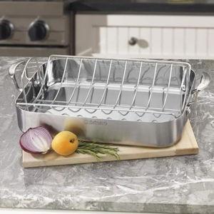 Cuisinart Multiclad Pro Triple Ply Stainless Cookware 16-inch Roasting Pan Skillet, Rectangular Roaster w/Rack
