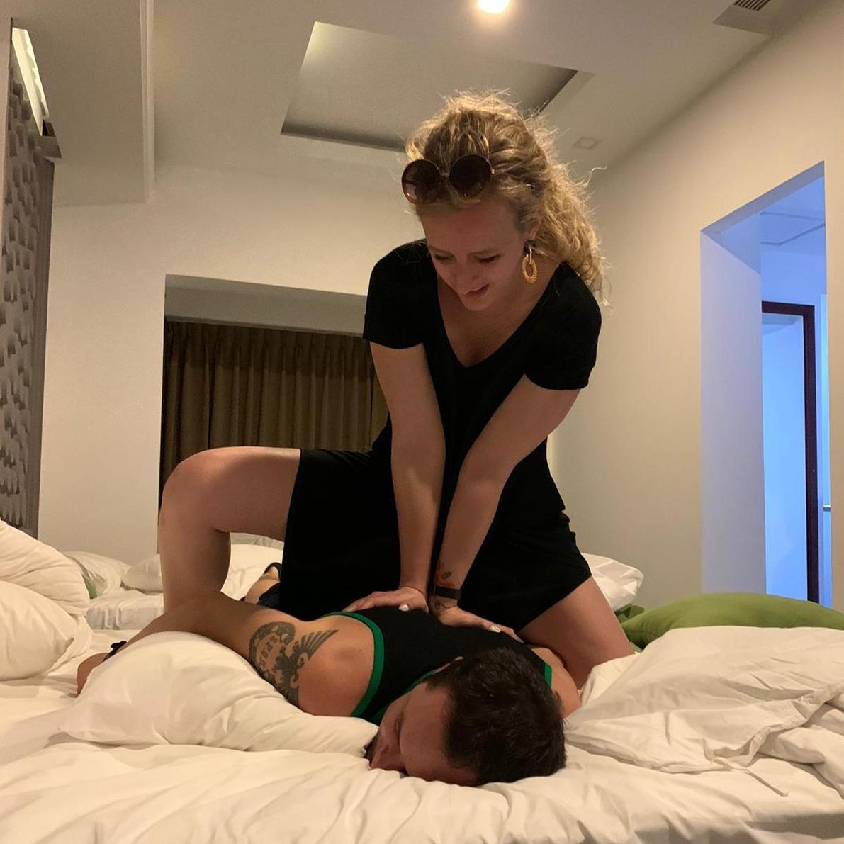 Micah has become a part time masseuse with all of David's ancient ailments