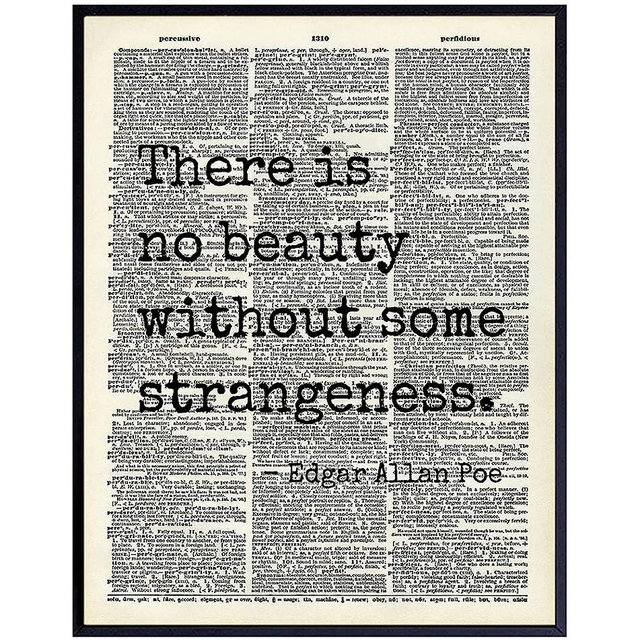 Edgar Allan Poe Gothic Art LARGE 11x14 - Retro Goth Wall Decor for Home, Office, Living Room, Bedroom, Bathroom - Famous Quotes Typography Wall Art for Poetry Fans, Vintage Horror Fans - Unframed