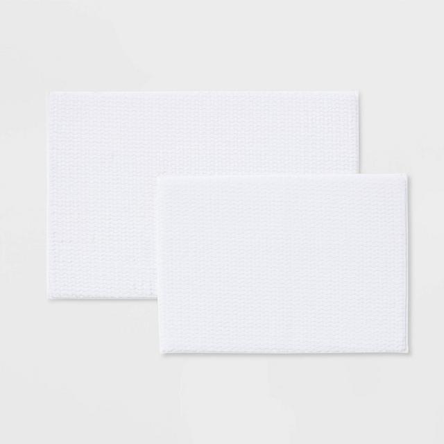 2pk Fuzzy Foam Bath Rug White - Threshold™