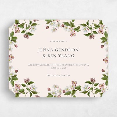 Beige Ticket Wedding Save the Date - Malyly Landscape