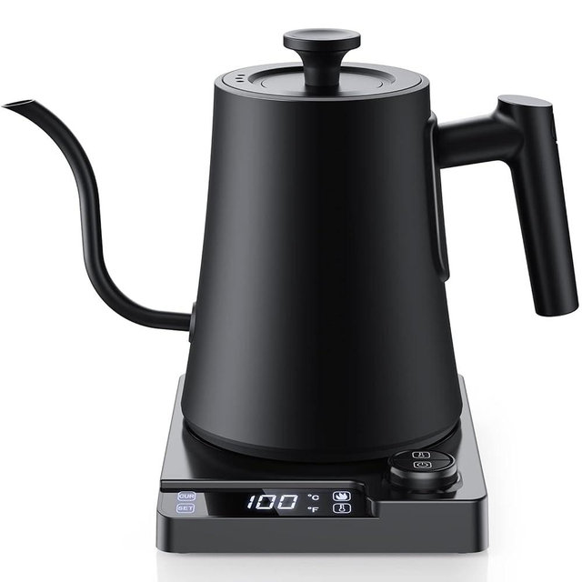 CHEFESS 1.0L Electric Gooseneck Kettle, ±1℉ Temperature Control & Keep warm, for Pour Over Coffee and Tea, 304 Stainless Steel Inner and lid, Quick Heating Electric Kettles for Boiling Water