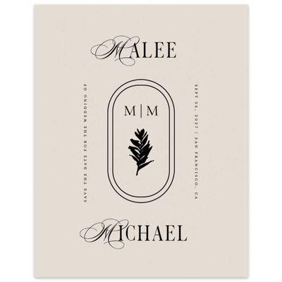 Classic Greige, Beige Wedding Digital Save the Date - St Lucia Portrait