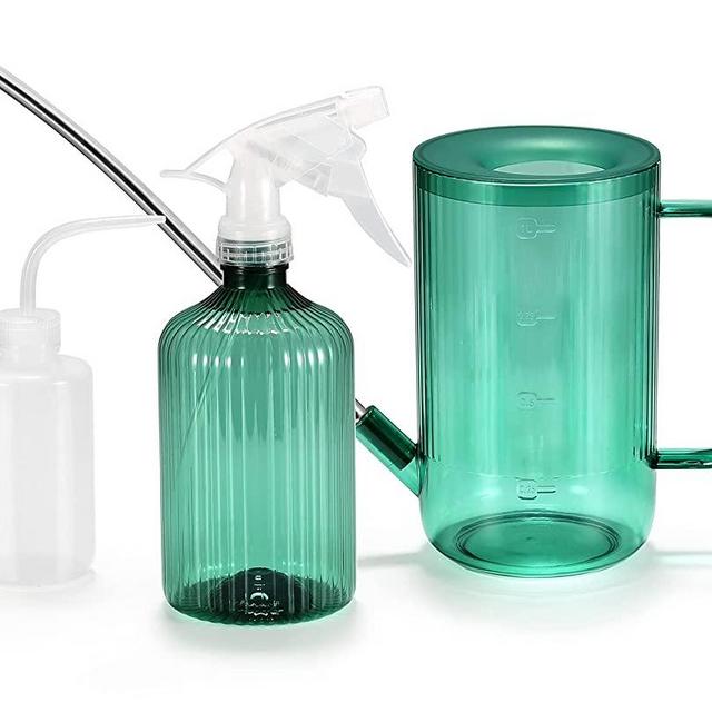 ONEDONE Watering Can for Indoor Plants, Long Spout Plant Watering Can 1L 34oz, Small Watering Can for House Plants Garden Potted Flowers with Bonus Spray Bottle, Squeeze Bottle