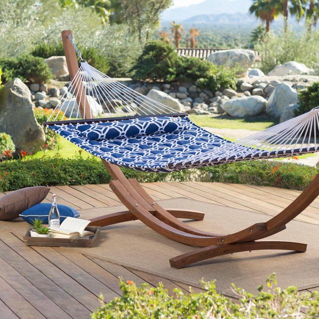 Coral Coast 13 ft. Hampton Lattice Quilted Hammock with Russian Pine Stand