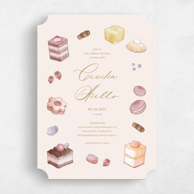 Beige Ticket Wedding Wedding Shower Invitation - Provencio Portrait