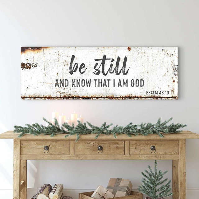 Tailored Canvases Christian Wall Art - Framed Bible Quotes and Bible Verse Canvas For Bedroom, Office, and Kitchen - Psalm 46:10 Be Still and Know That I am God Faith Wall Decor, 12x36