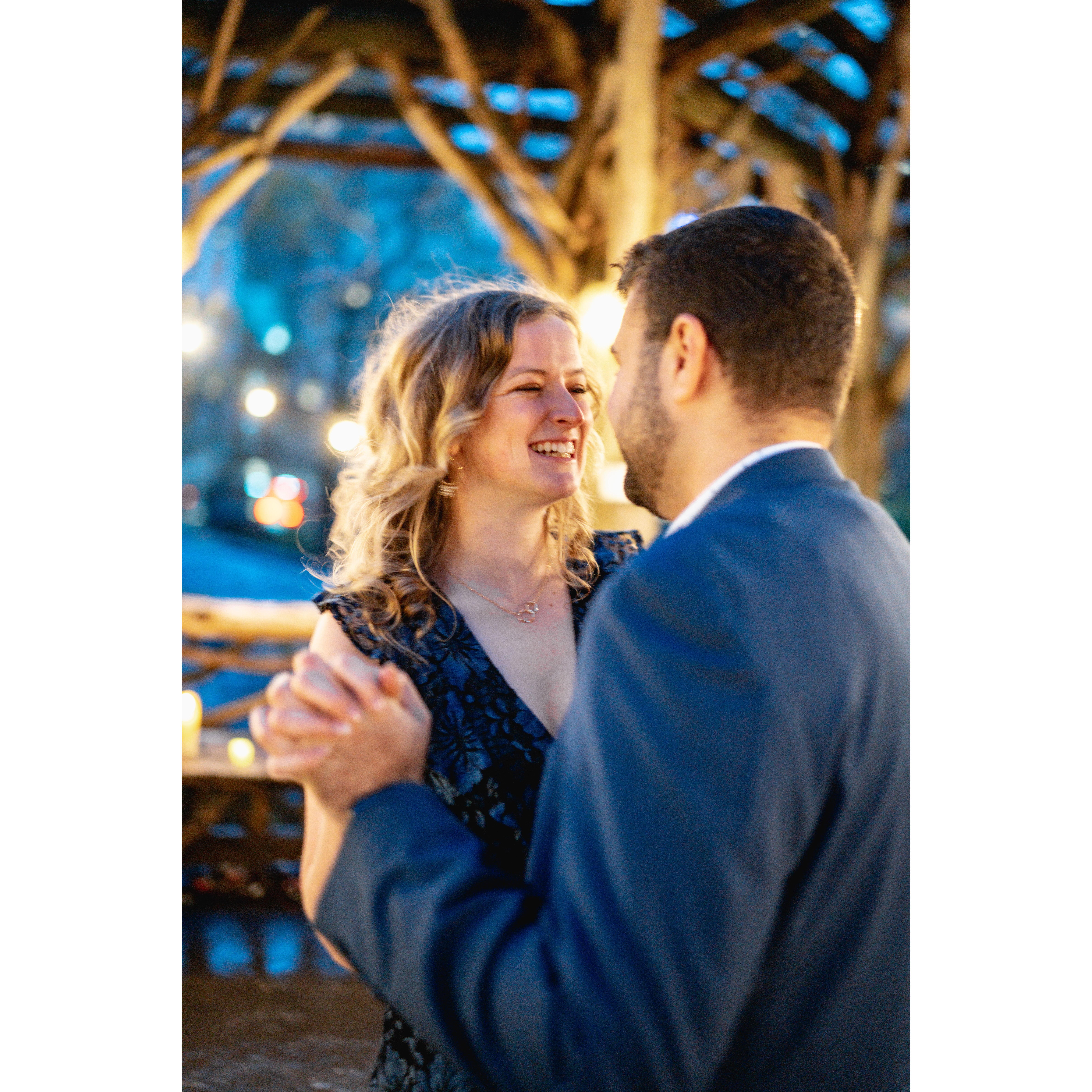 After his proposal, JP surprised Lindsey by having both of their families meet them at Monte's Trattoria, the restaurant where they had their first date.