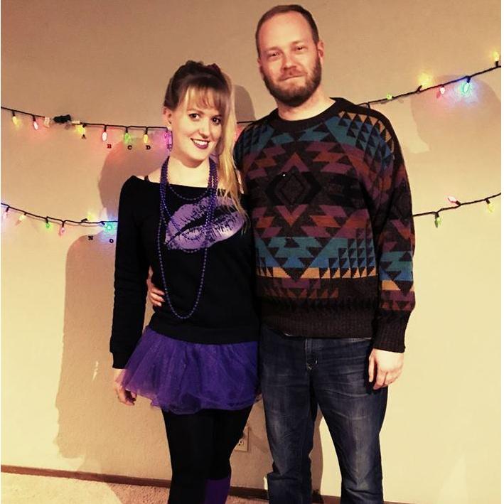 Dressed for the 80's at Stranger Things party